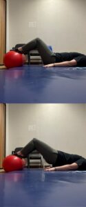 Bridging with feet on the peanut ball